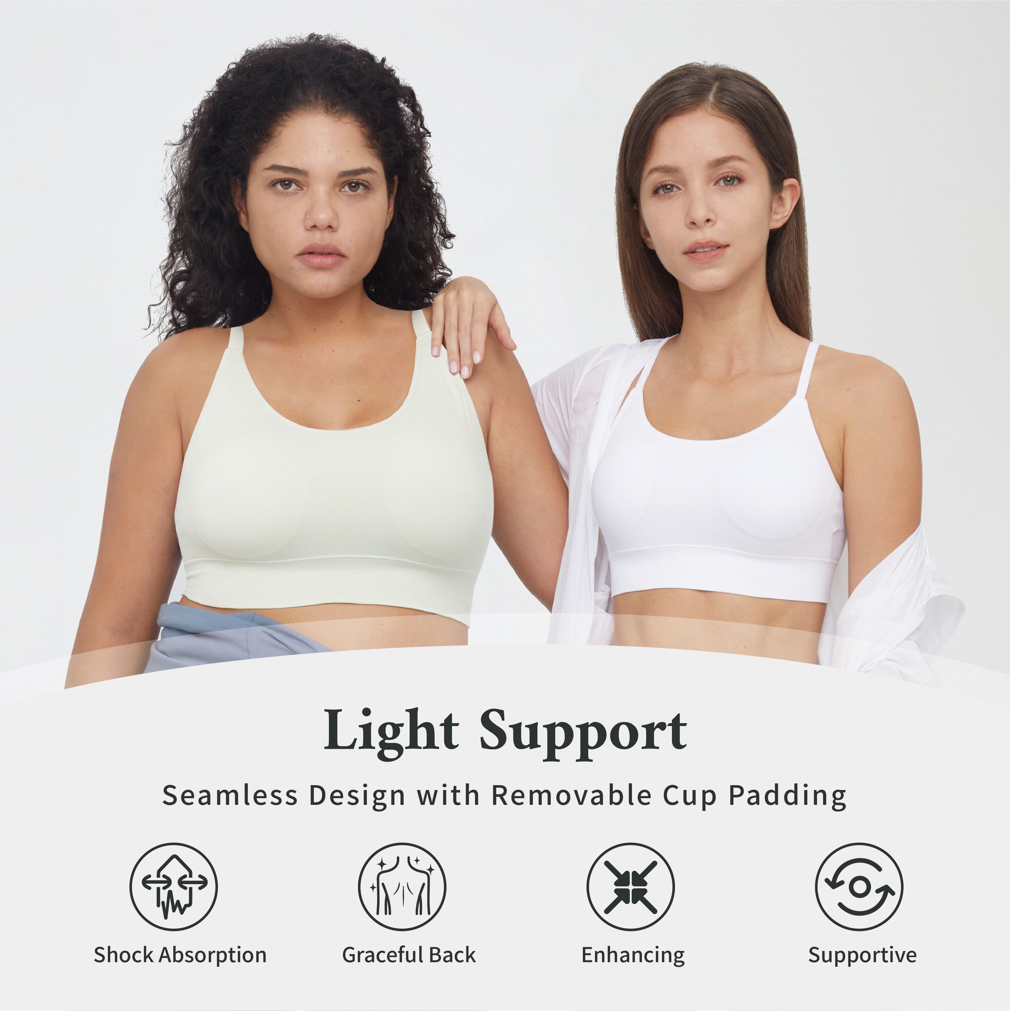 AMRIY Womens Sports Bras for Women Light Support Padded Workout women Supportive Seamless Women's Wireless Yoga Bra K2206