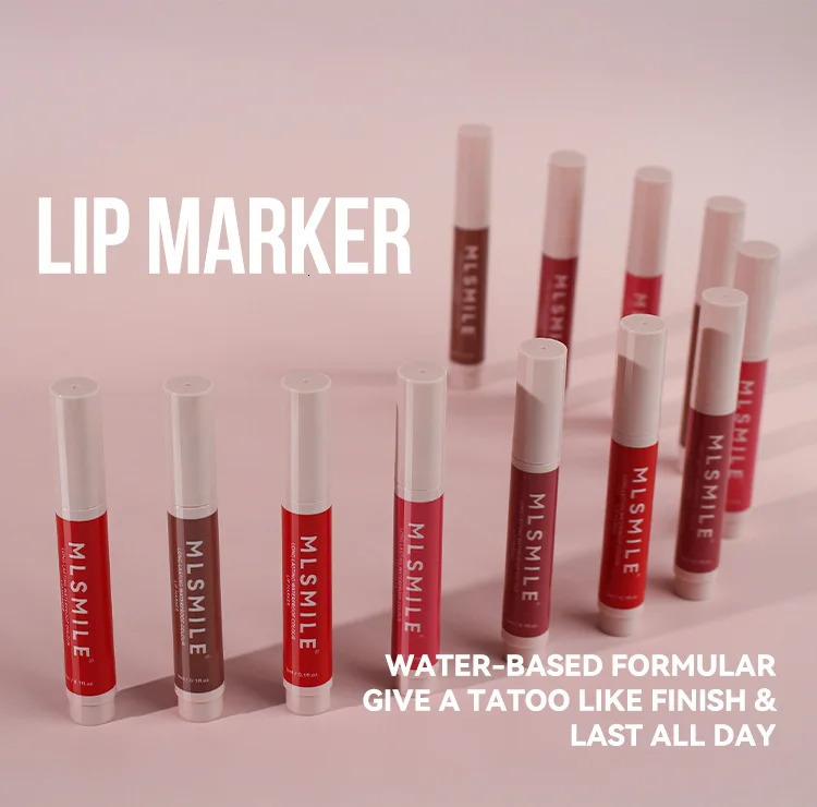 MLSMILE Non-Stick Cup Lip Dye Pencil Matte Lift Long-lasting Easy Coloring Marker Mouth Red Lip Glaze Lip Liner 240713