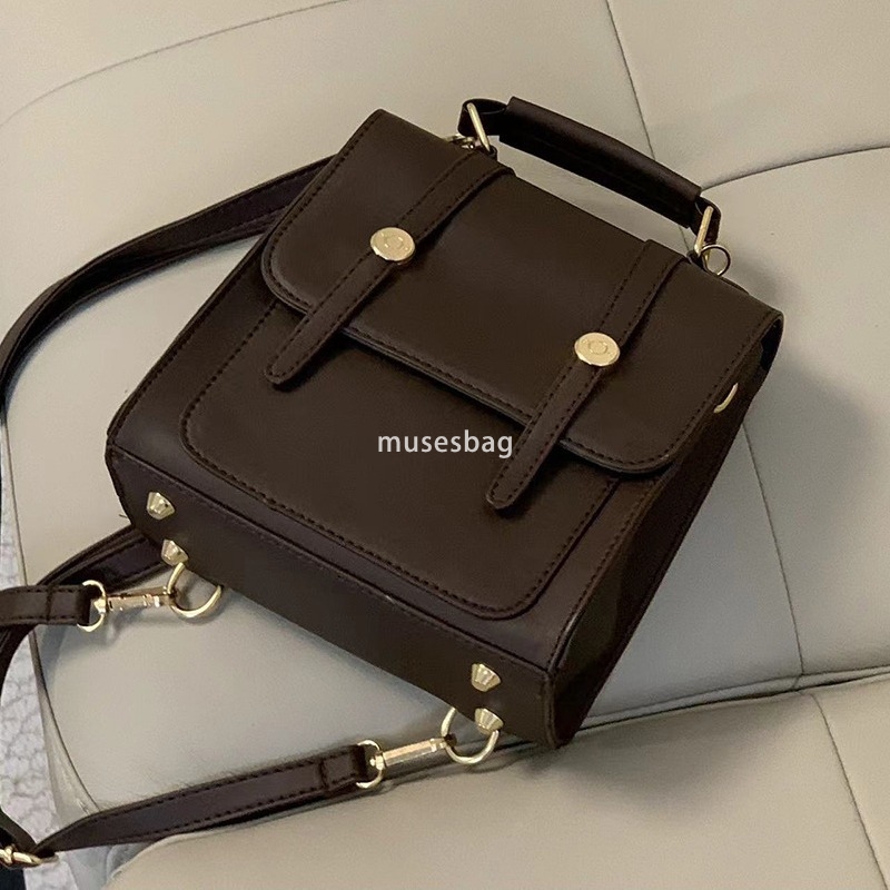 Fashionable women's high-quality student niche flat buckle practical backpack price British classic retro crossbody Oxford bag lightweight studen