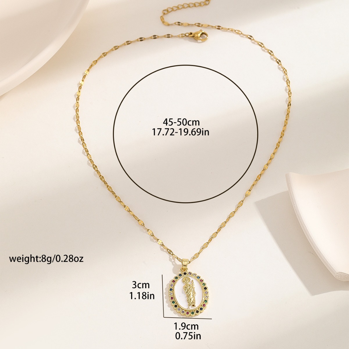 18k Gold Virgin Mary Madonna Necklace for Women Religious Jewelry Lady of Guadalupe Pendant Amulet Statue Cubic Zirconia CZ Necklaces Crystal Believe 