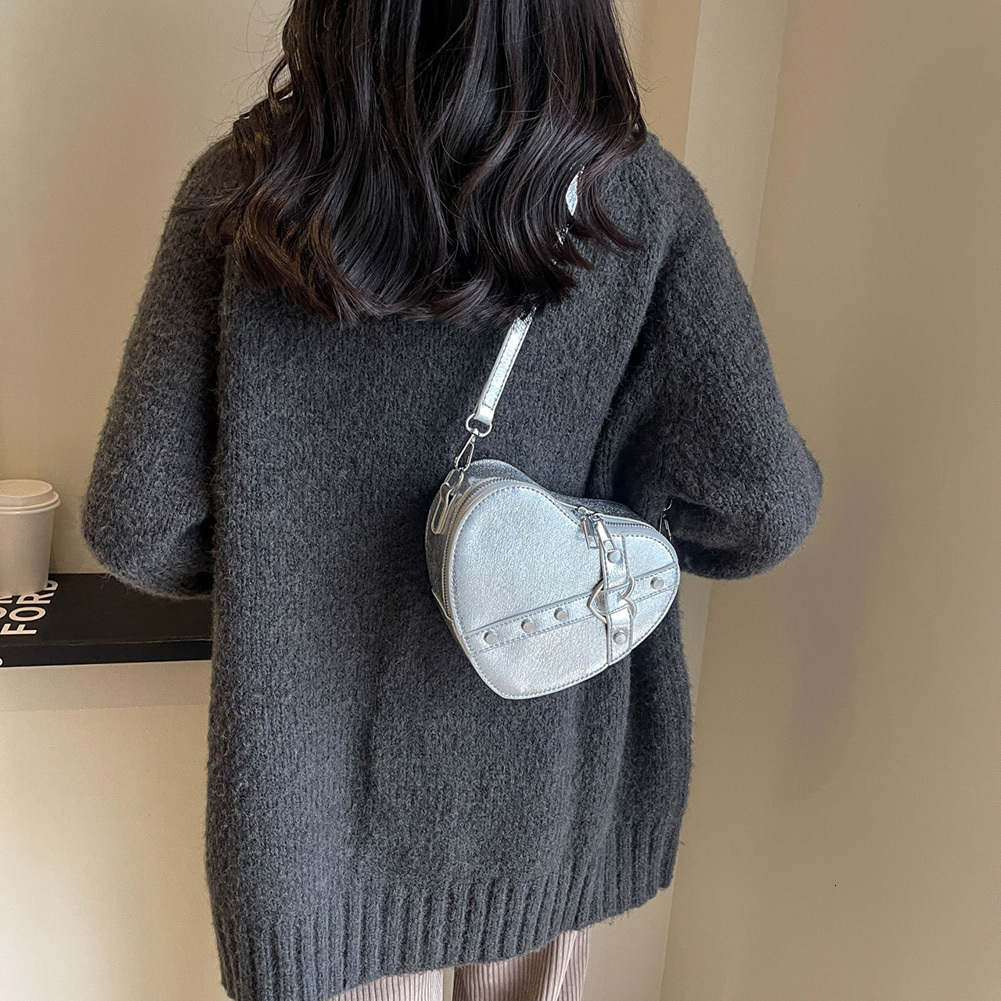 Women Heart Crossbody Bags PU Leather Simple Satchel Solid Color Adjustable Strap Female Outdoor Bag F7.5#19 swissmilitary