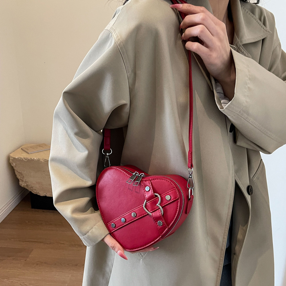 Women Heart Crossbody Bags PU Leather Simple Satchel Solid Color Adjustable Strap Female Outdoor Bag F7.5#19 swissmilitary
