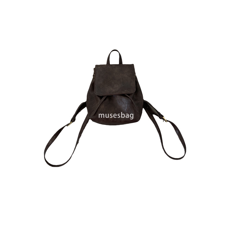 French style women's Korean style small and retro brown ins high-end backpack autumn and winter new simple and lightweight artistic versatile sho