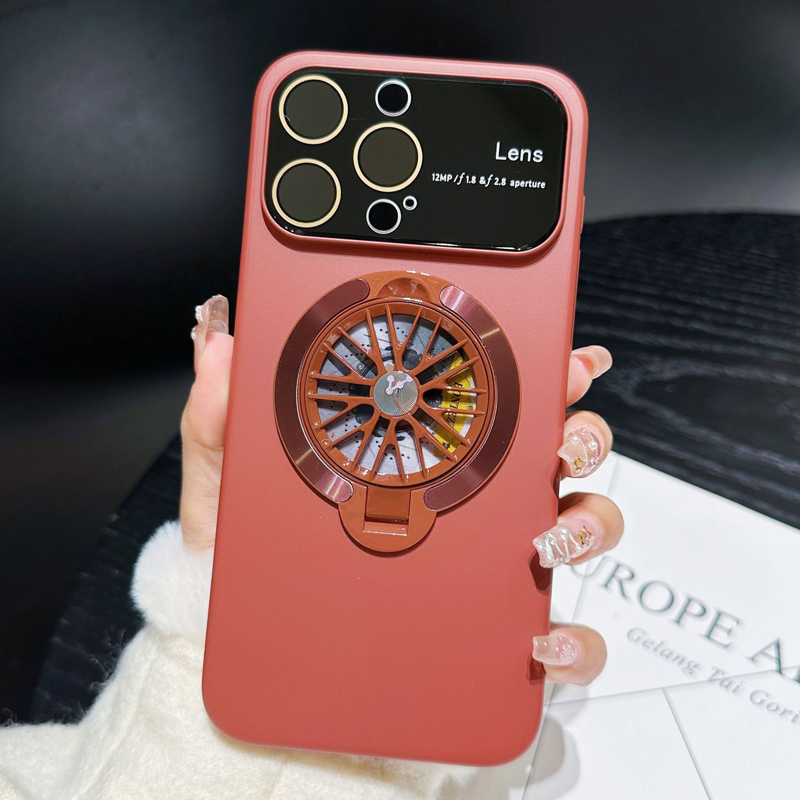 Luxury 360 Rotation Gyroscope Gyro Fold Bracket Magnetic Stand Large Windows Camera Lens Protection Shockproof Cover Case For iPhone 15 14 13 12 11 Ma
