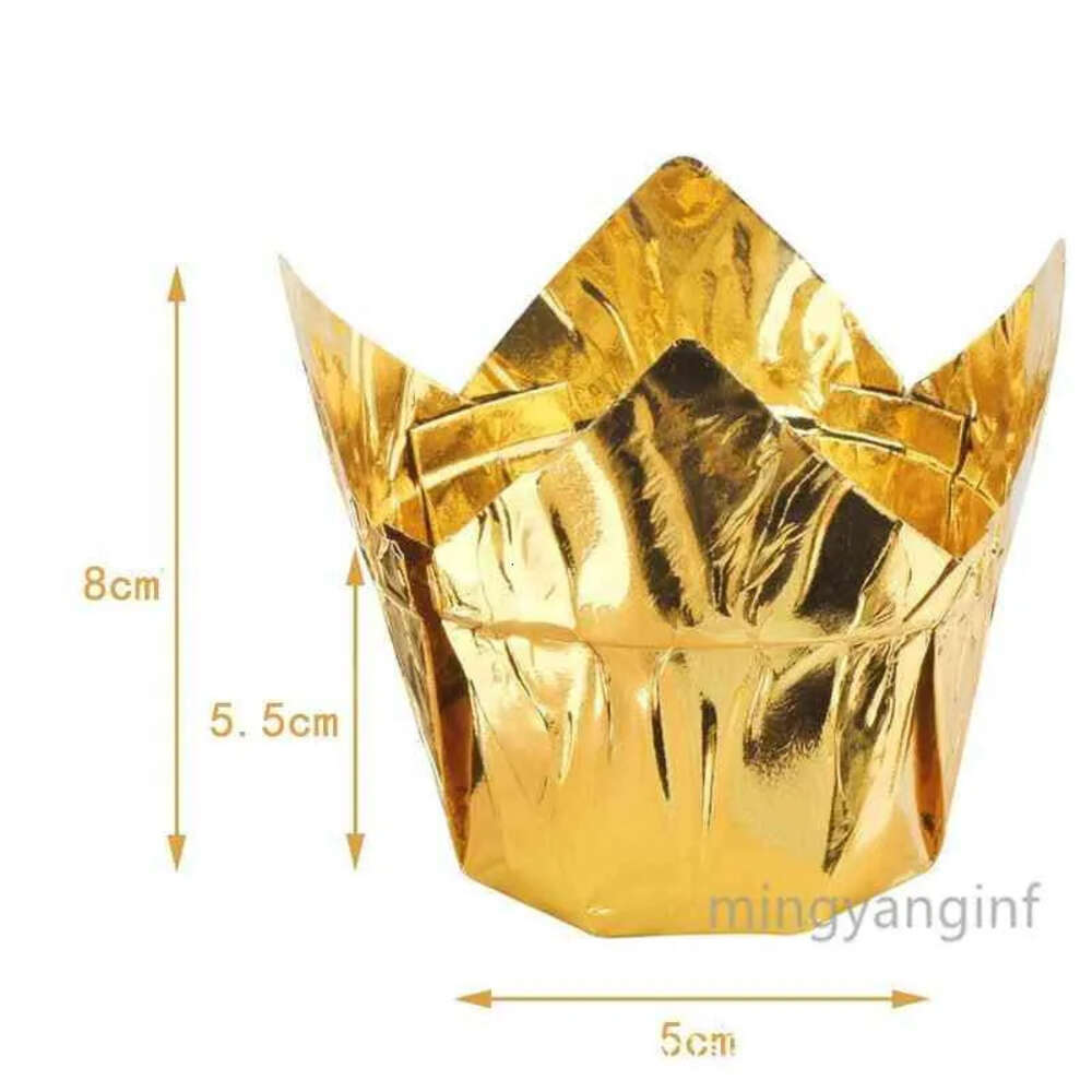Muffin Tulip Disposable , Foil 100Pcs Style Cake Cups, Baking Cups Aluminum Cupcake Ramekin Holders Cc0488