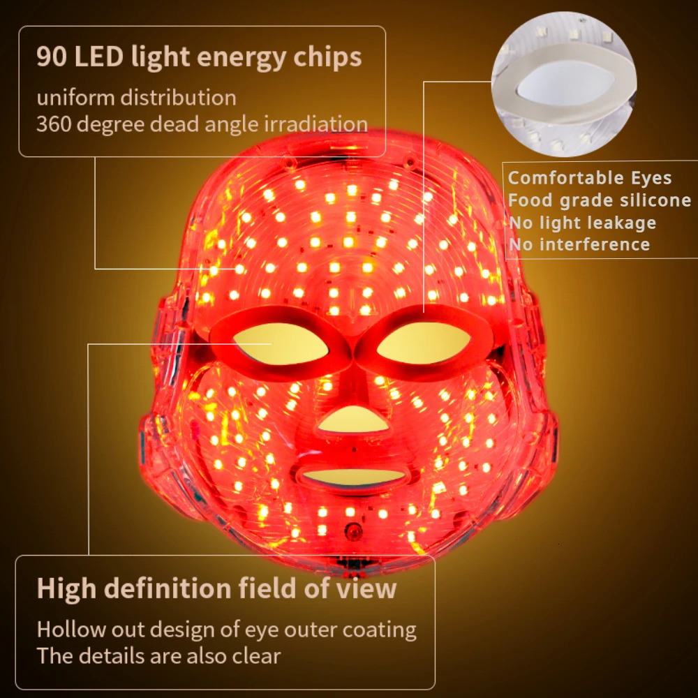 Rechargeable LED mask skin care household use red light treatment pon device 7-color LED light treatment beauty device 240704