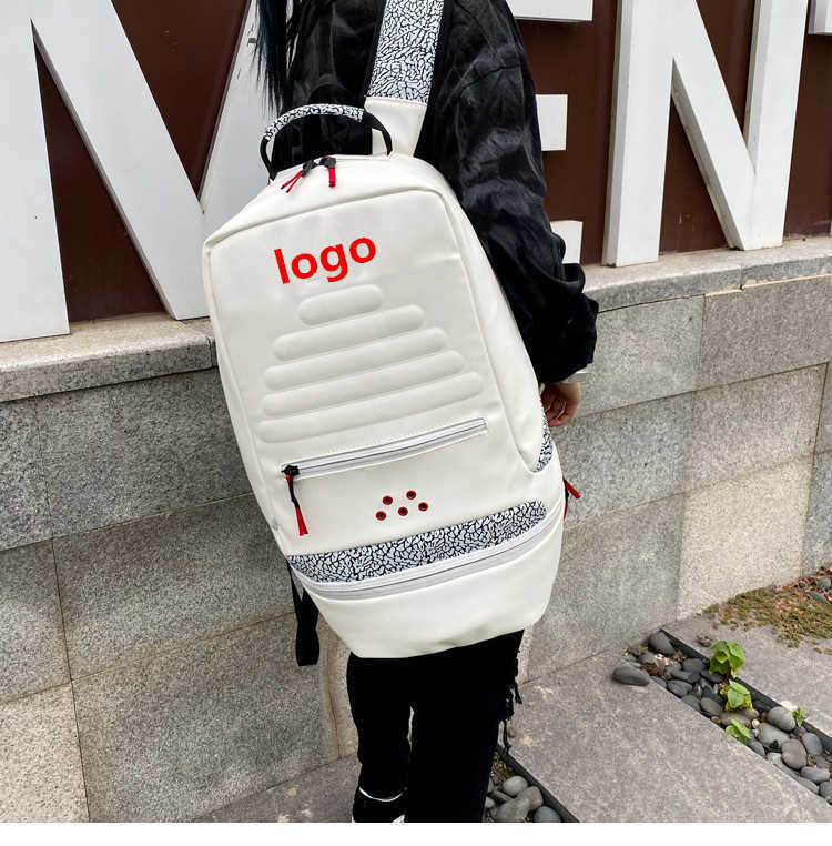 Black and white cement crack bag unisex backpack Backpack basketball bag J240705