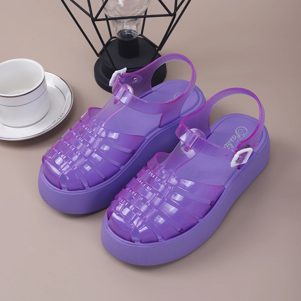 Womens Summer PVC Fashion Casual Womens Shoes Roman Beach Flat Sandals 240705