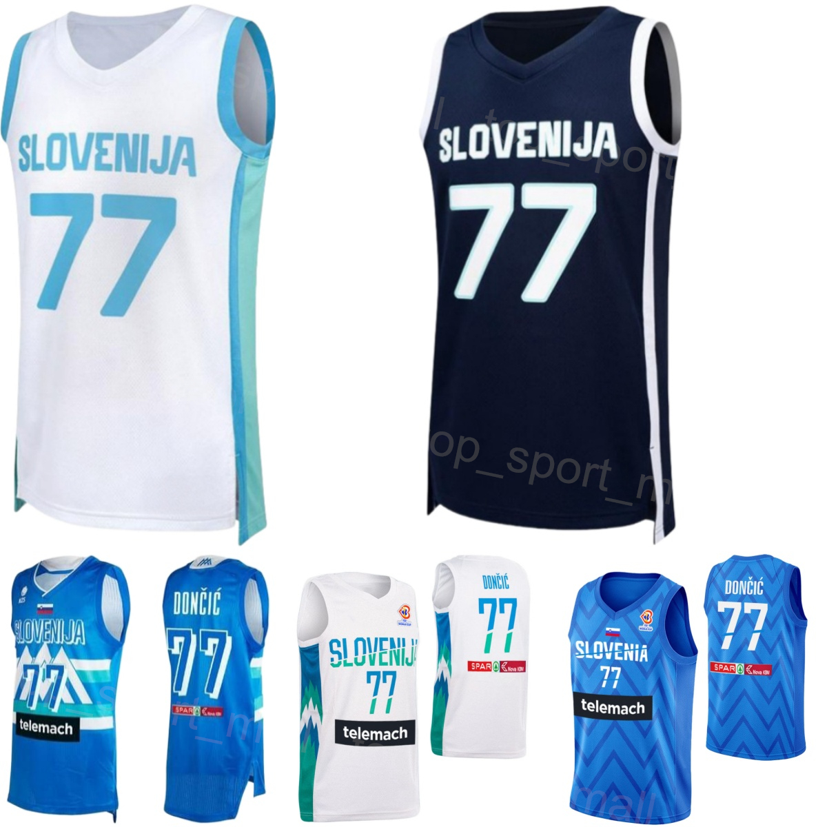 Printed 2024 2025 Slovenia Basketball Jersey Luka Doncic 77 32 BINE PREPELIC 30 ZORAN DRAGIC 10 Mike TOBEY 6 Aleksej NIKOLIC 7 Klemen PREPELIC National Team