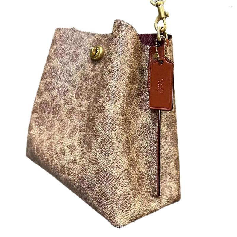 Drawstring 2024 Style Koujia Retro Wild Bucket Bag Lychee Pattern Sand Fashion All-match Portable Shoulder Messenger