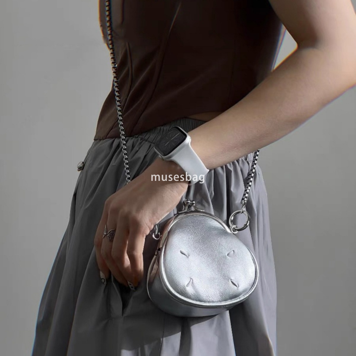 New Fashion Versatile Texture Mini Cute Texture Clip Chain Texture Exquisite One Shoulder Crossbody Women's Bag