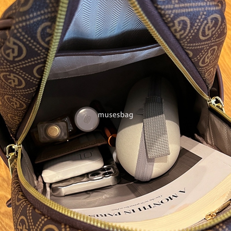 High end Women's French Classic Retro Printed Casual Backpack Spring/Summer New Korean Fashion Commuter Backpack Practical Large Capacity Backpac