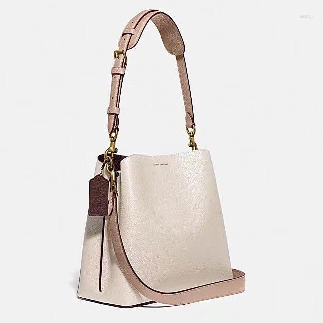 Drawstring 2024 Style Koujia Retro Wild Bucket Bag Lychee Pattern Sand Fashion All-match Portable Shoulder Messenger