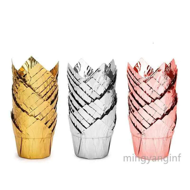 Muffin Tulip Disposable , Foil 100Pcs Style Cake Cups, Baking Cups Aluminum Cupcake Ramekin Holders Cc0488