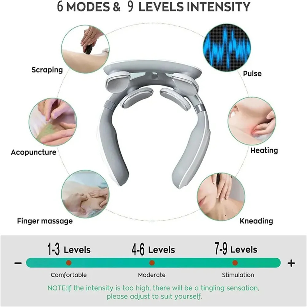 Neck Massage Machine 4 Head and Neck Protection Heating Machine Breathing Light Vibration Compression Spine Machine 240704