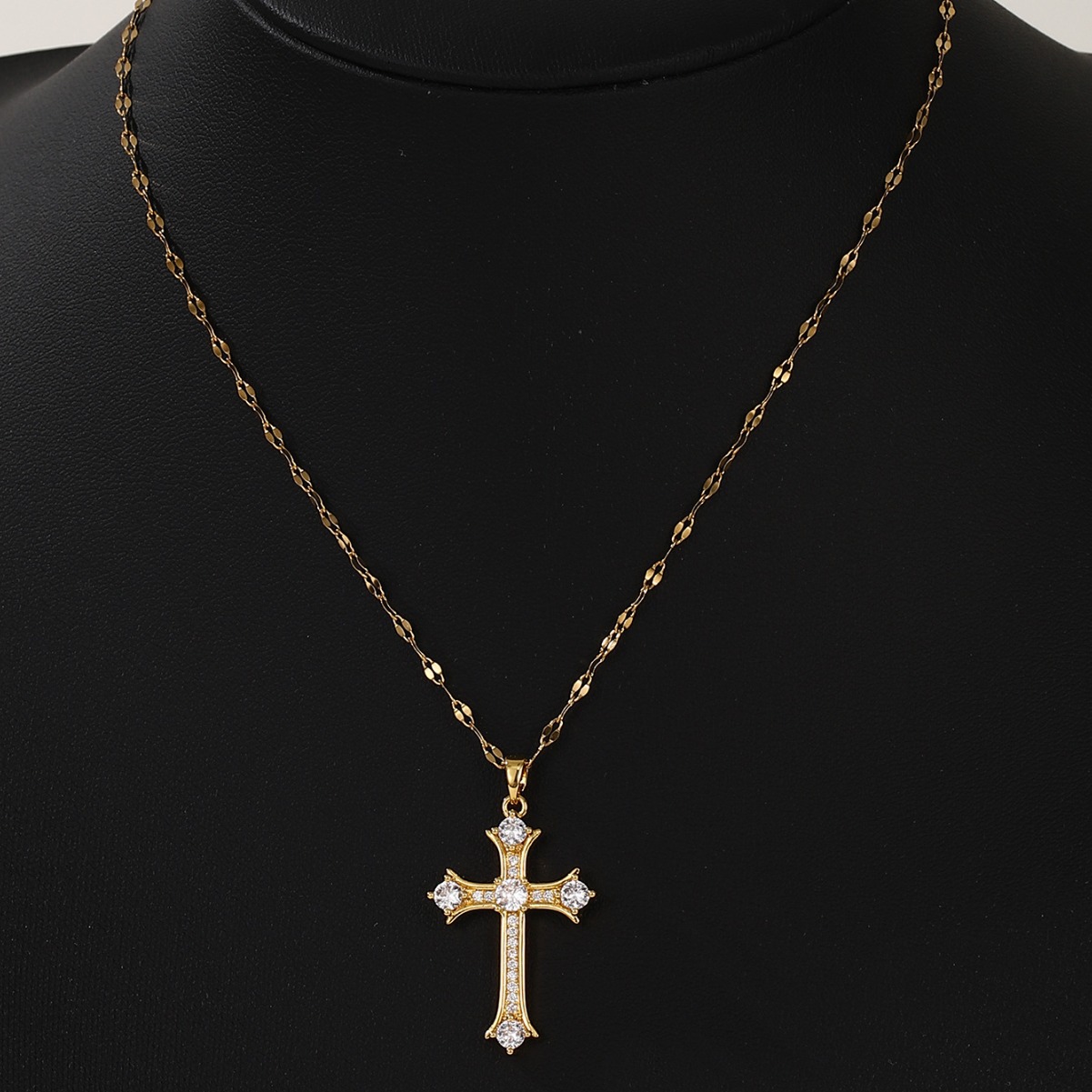 Cubic Zirconia Cross Pendant Necklace in Gold | Virgin Dias, Designer Jewelry Gift for Women 4 Virg