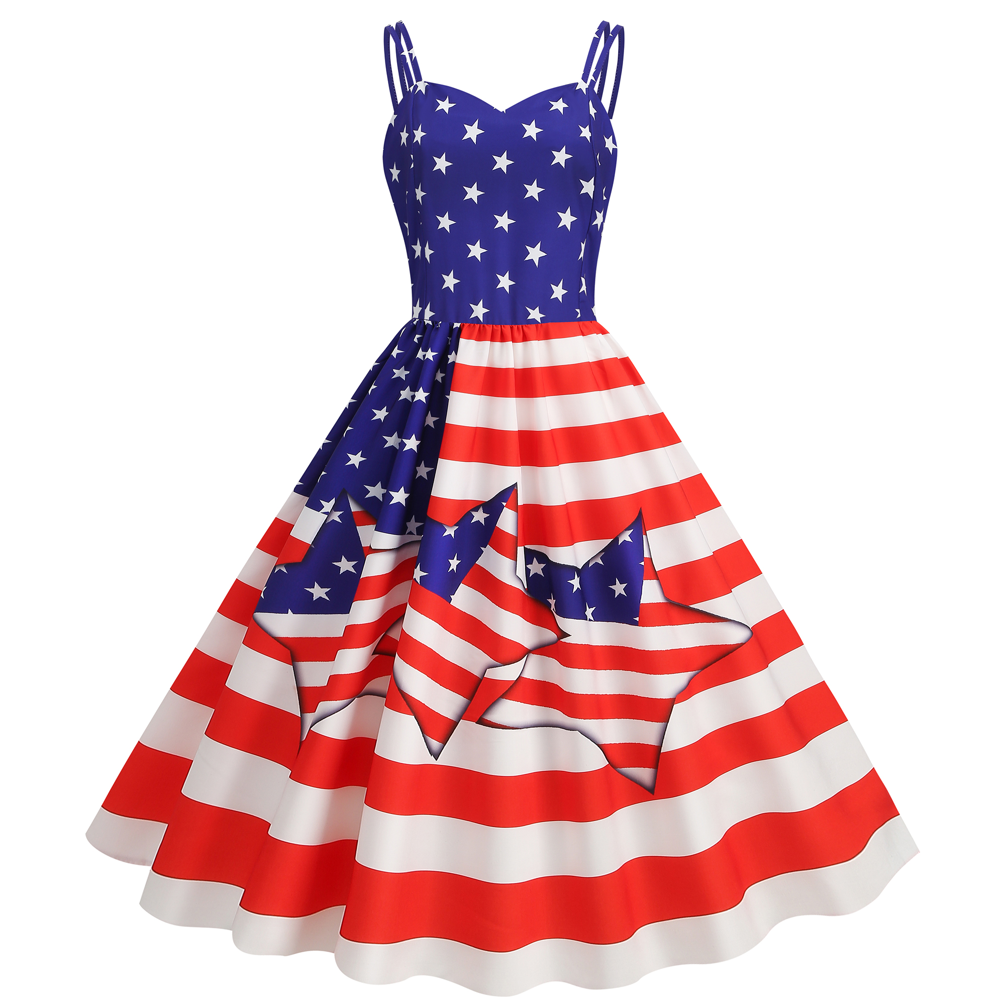 Independence Day new foreign trade womens summer sexy suspenders American flag print retro swing dress summer dress designer dresses for women vestido