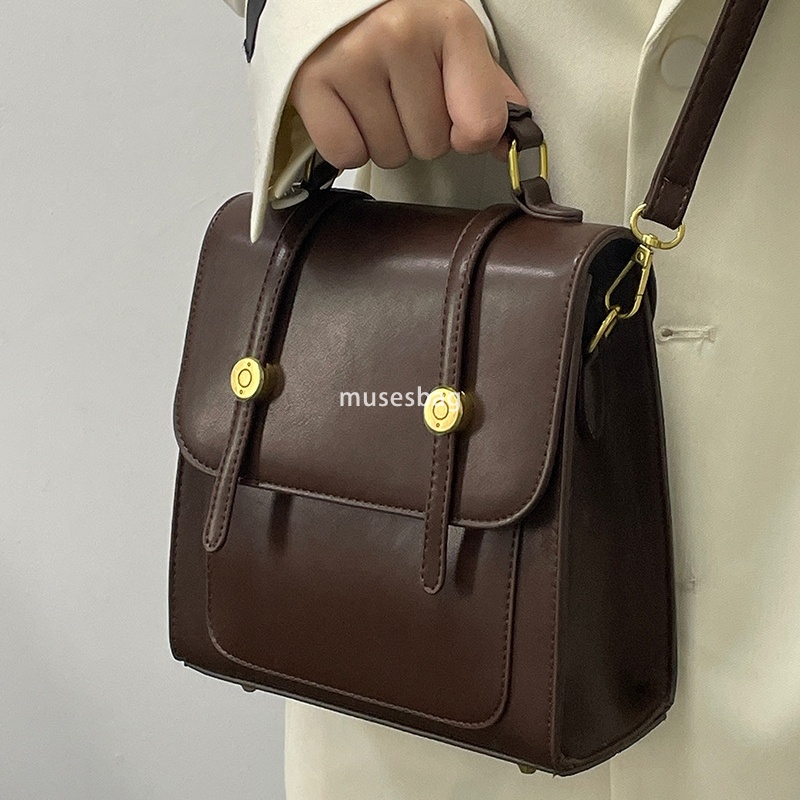 Fashionable women's high-quality student niche flat buckle practical backpack price British classic retro crossbody Oxford bag lightweight studen