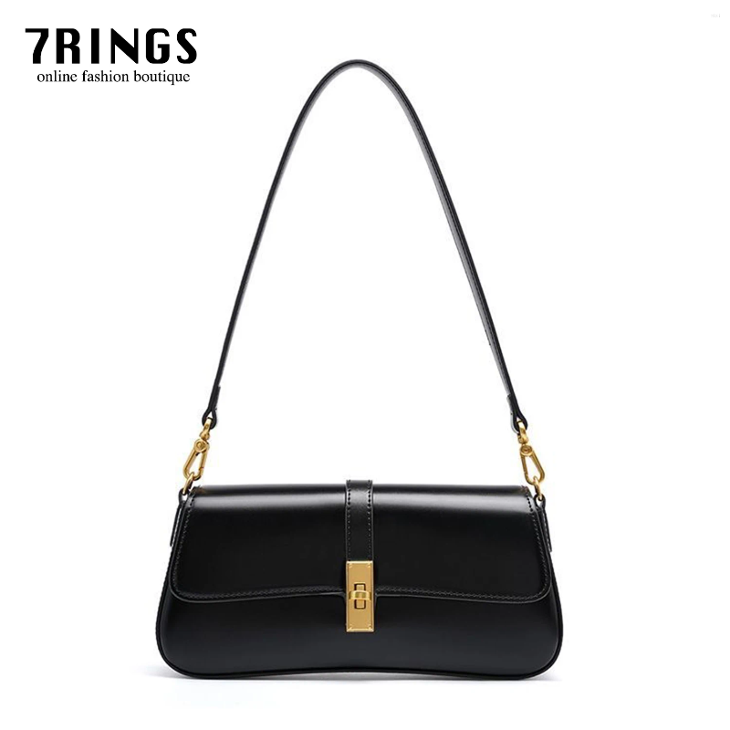 Totes 7rings Trendy High Quality Vintage Fashion Genuine Leather Handbag Underarm Baguette Bag For Women Female Chic Deisgn 1f5b