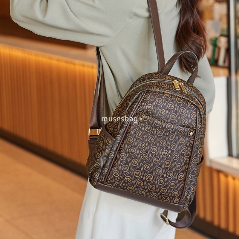 High end Women's French Classic Retro Printed Casual Backpack Spring/Summer New Korean Fashion Commuter Backpack Practical Large Capacity Backpac