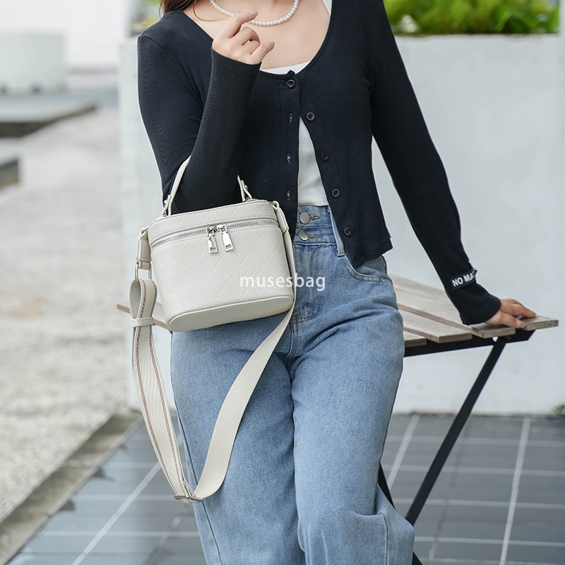 Unique design of leather bag new Lingge high-capacity top layer cowhide women's bag cross-border portable box bag single shoulder crossbody bag