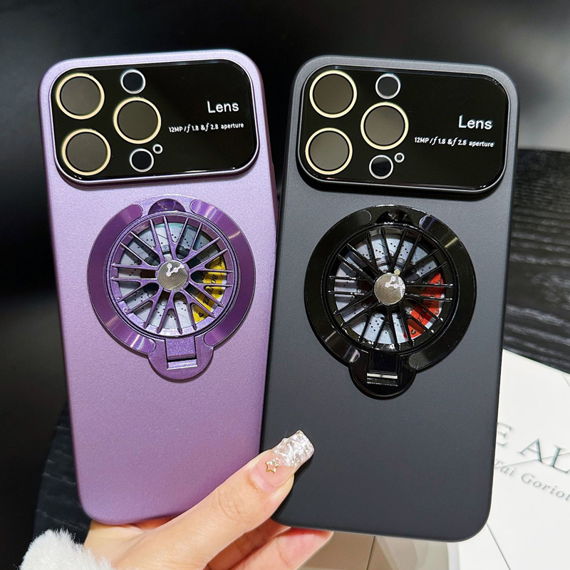 Luxury 360 Rotation Gyroscope Gyro Fold Bracket Magnetic Stand Large Windows Camera Lens Protection Shockproof Cover Case For iPhone 15 14 13 12 11 Ma