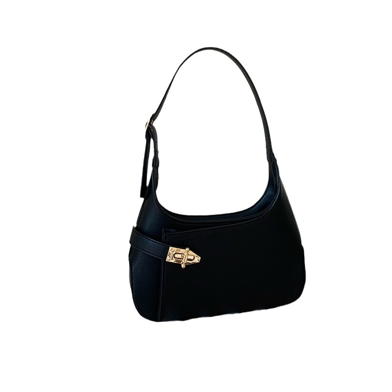Trendy and fashionable niche design simple and atmospheric Summer new underarm bag with versatile temperament Single shoulder bag black handbag