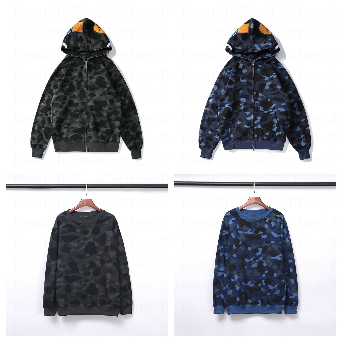 bape High Quality Men Hoodie Designer fashion men and women shark jackets Casual long sleeves Hooded Loose Sweatshirts High Street Streetwear coats
