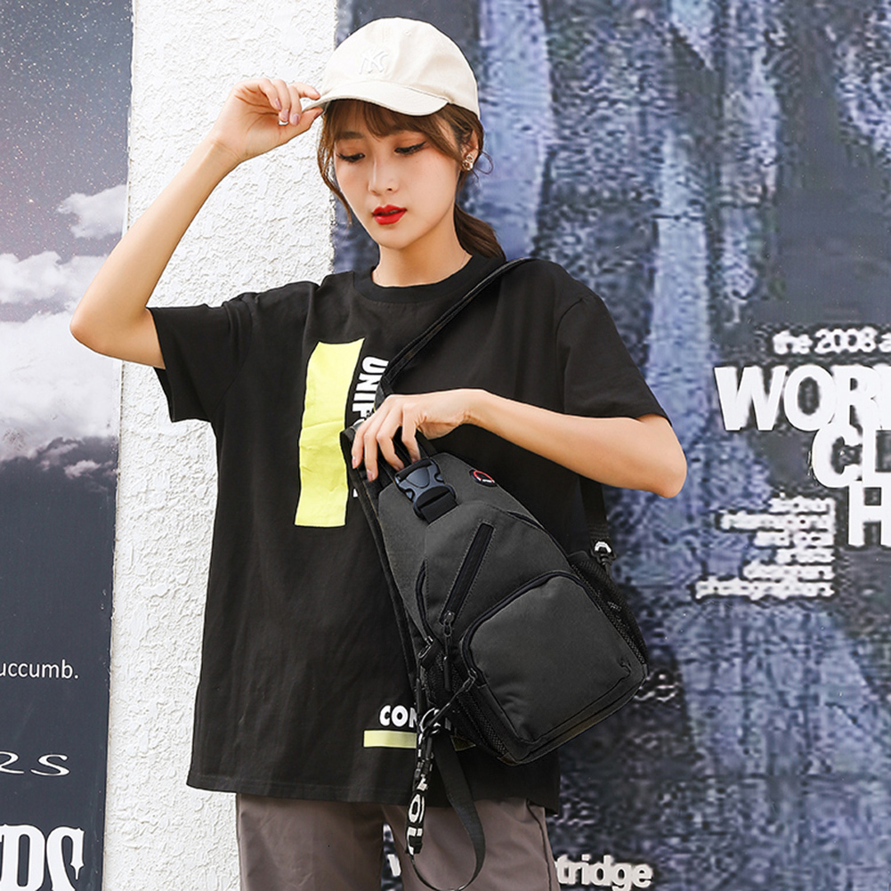 Casual Plain Large Capacity Chest Bags Women Waterproof Multi-Pocket Knapsacks Versatile Oxford Cloth Backpacks H7.5#25
