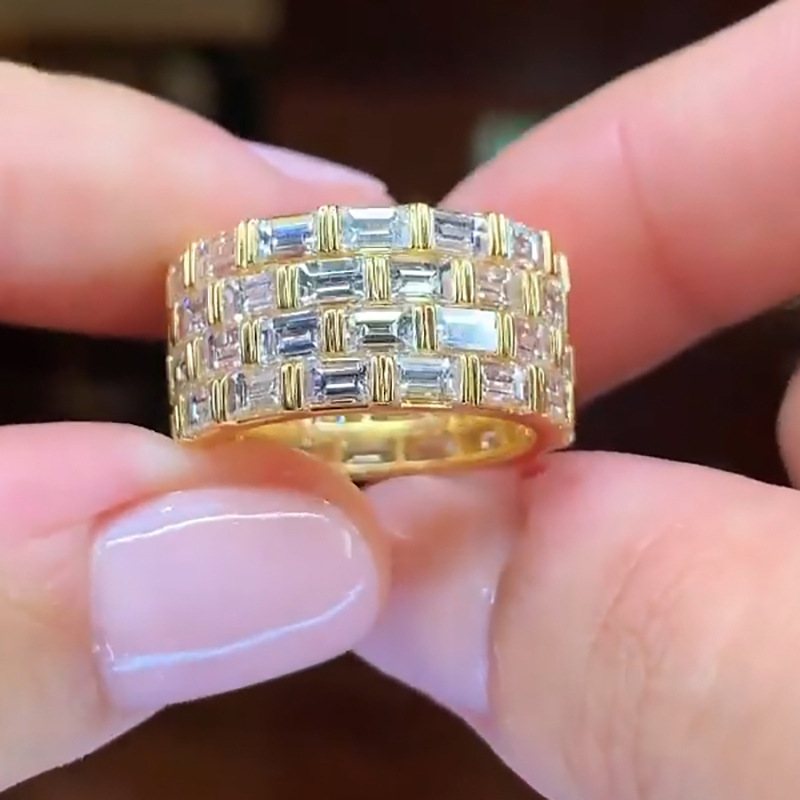 Gorgeous Wedding Rings Vintage Jewelry 925 Sterling Silver 18K Gold Fill Princess Designer White 5A Cubic Zircon CZ Diamond Gemstones Party Women Enga