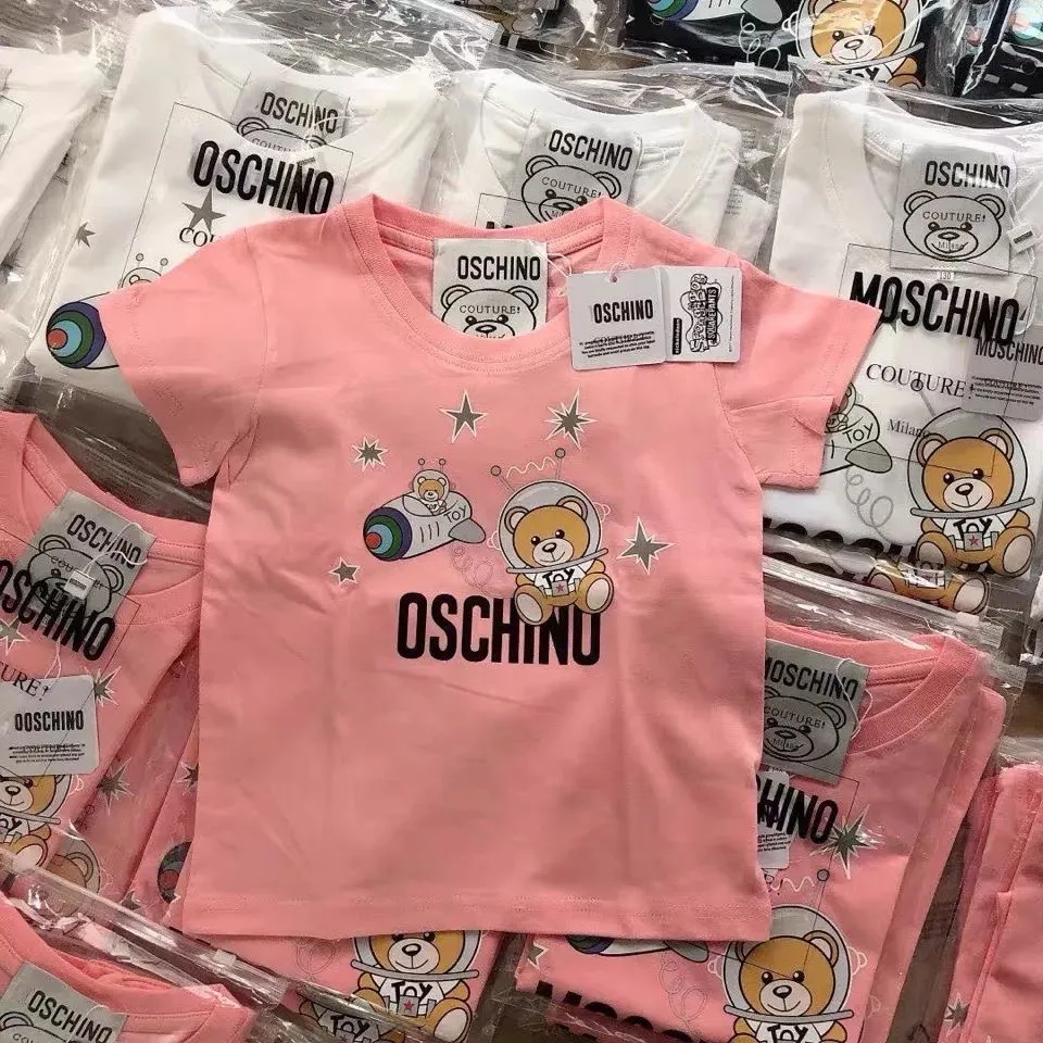 Kids Designer Clothing Luxury Baby Boy Girl T-shirts Tees Tops Bear Letters Mosaic Tees Summer Quality Clothings Kid DJG2407051