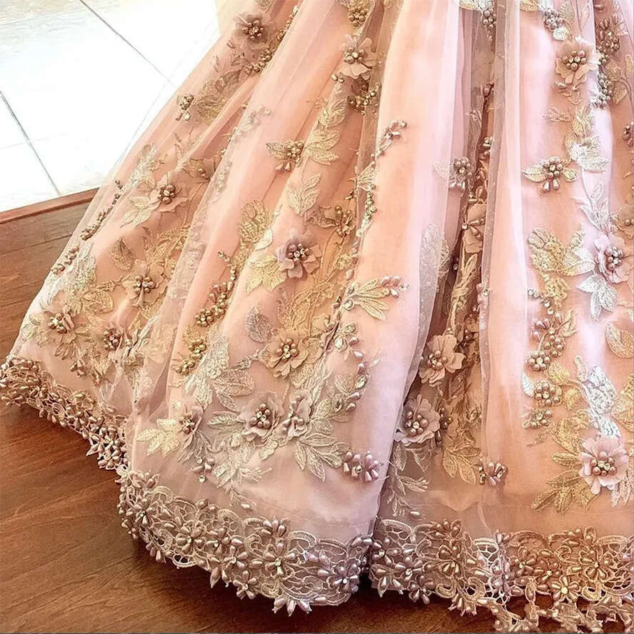 Gown wer Pink Ball Girl 2024 Pearls Lace Appliqued Baby Toddler First Communion Gowns Formal Little Girl's Pageant Dresses Al3808 S 'S s �