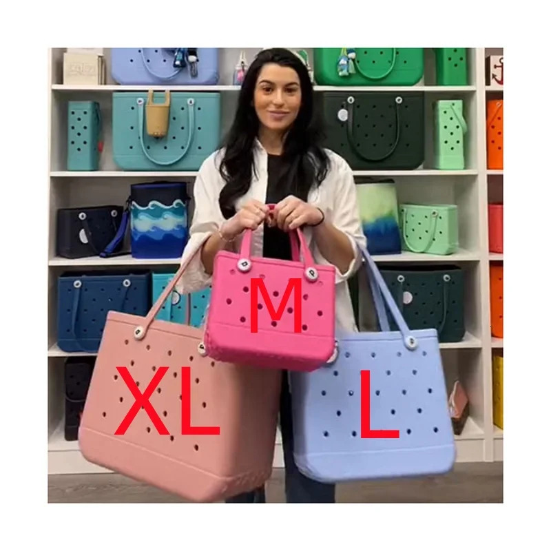 Extra Large Bogg Summer EVA Beach Basket bag Women Picnic Tote Holes Waterproof Handbag Pouch Shopping Shoulder Bag dh4623024
