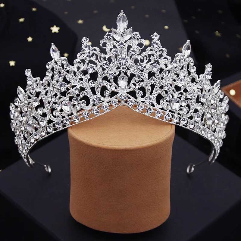 Tiaras Baroque Blue Crystal Wedding Crown Princess Queen Tiaras Bridal Hair Jewelry Prom Diadem for Women Bride Headdress Accessories