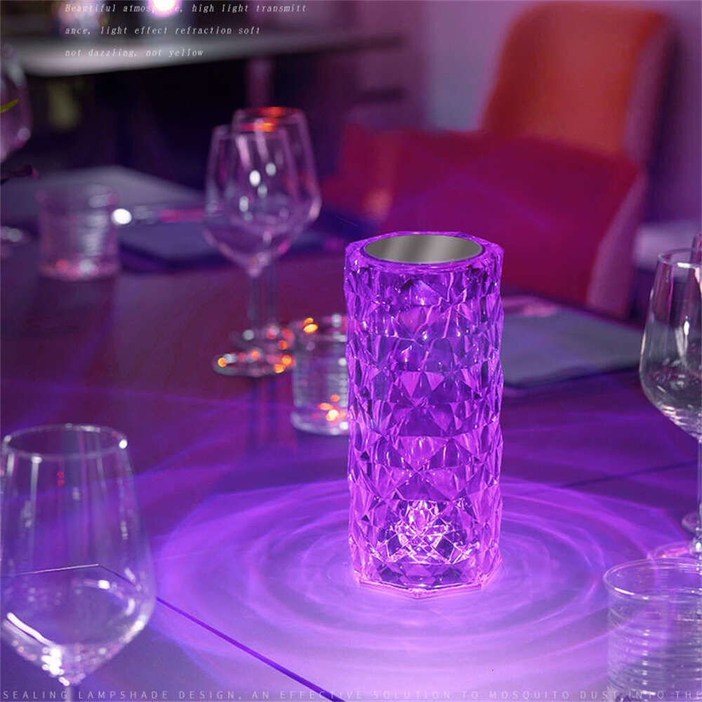 Nordic Crystal Rechargeable Table LED Bar Touch Dimmable Golden Desk Living Room Bedroom Hotel Bedside Lamp 0705