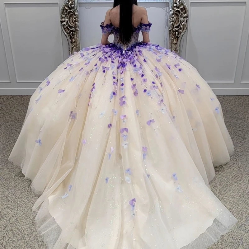 Khaki Quinceanera Dresses Ball Gown Birthday Party Dress Flower Beads Tull Lace Up Graduation Gown Sweetheart Swet 16 vestidos