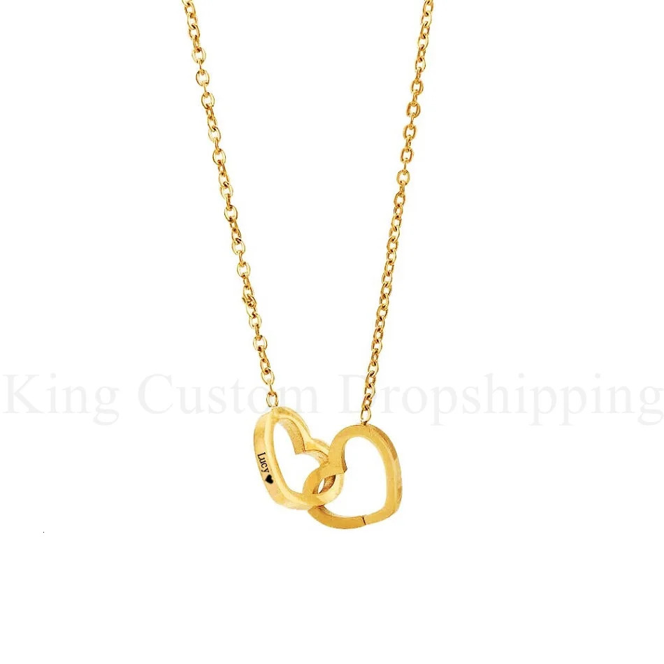 Eternal Real Rose box Preserved Rose Double Heart Custom Engraved Name Steel Necklace for Valentines Birthday Jewelry Gift 240626