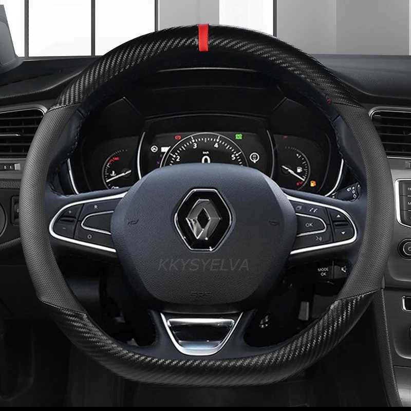 Steering Wheel Covers Car Steering-Wheels Cover 38cm Leather For Renault Clio Fluence Megane Laguna Talisman Captur Kadjar Kaptur Koleos Scenic Espace