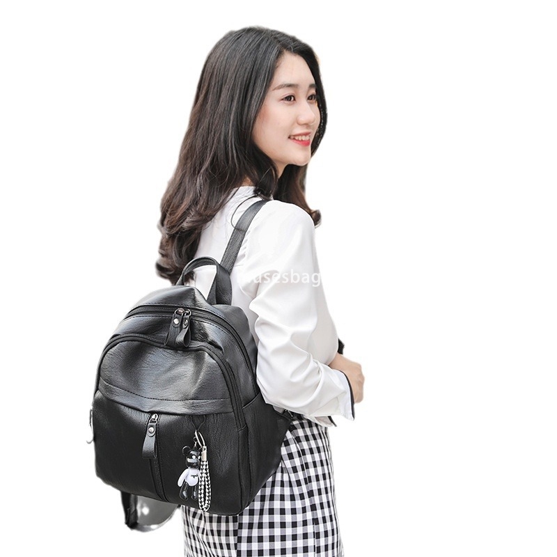 High end women's fashionable and versatile daily commuting backpack European and American Instagram Korean version student bag soft surface trend