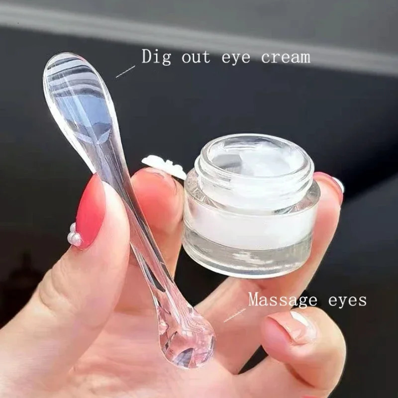One eye cream applicator spoon roller transparent massage stick cosmetics Spatulas s face mask skin care plastic spoon 240713
