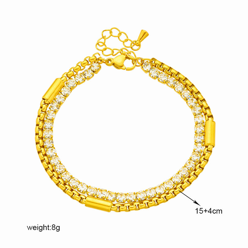 Fashion 18k Gold Chain Iced Out Stack Bracelet Designer Jewelry Heart Butterfly Tree Charm Bracelets Cuff for Women Girlfriend Birthday Gift Fine Jewe