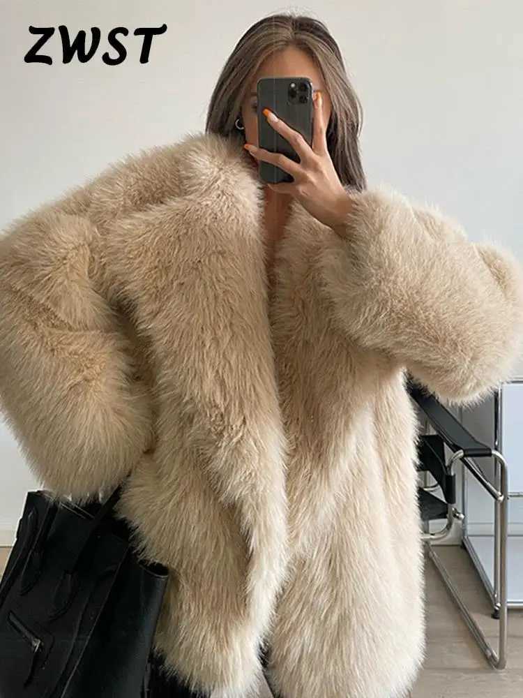 Women's Fur Faux Faux Fur Coat For Womens Warm Animal Autumn And Winter 2024 New Loose Fitting Long Sleeved Clothing H240705