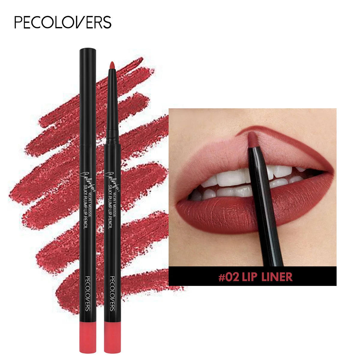 Waterproof Matte Lipliner Pencil Red Contour Tint Lipstick Long Lasting Non-stick Cup Moisturising Lips Makeup 12 Colors 240713