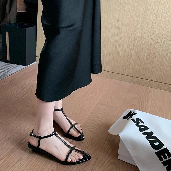 Sandals Grape Mom Summer Elegant Wedge Pointed High Heels One-character Thin Strap Open Toe Buckle For Women