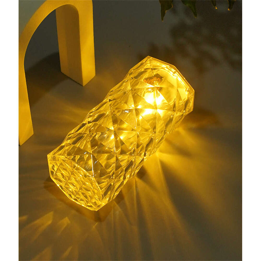 Nordic Crystal Rechargeable Table LED Bar Touch Dimmable Golden Desk Living Room Bedroom Hotel Bedside Lamp 0705