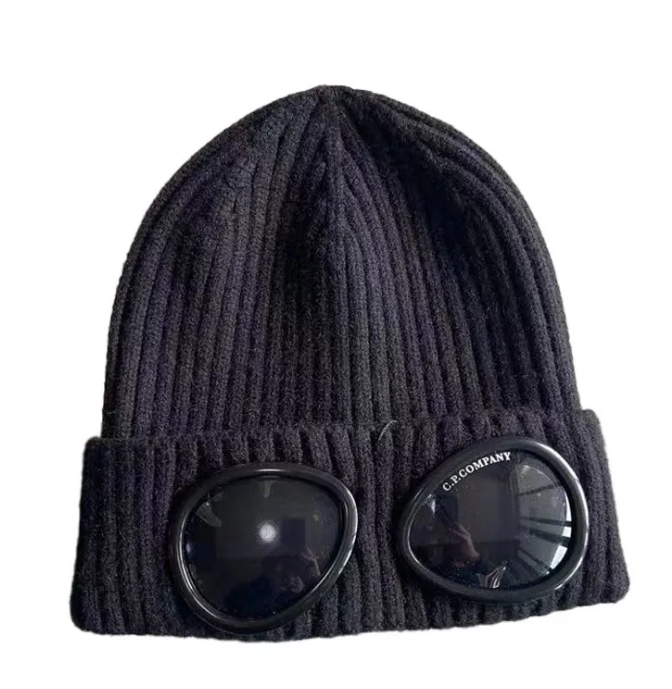 Caps Men's Designer Ribbed Knit Lens CP Hats Women's Extra Fine Merino Wool Goggle Beanie Official Website Version