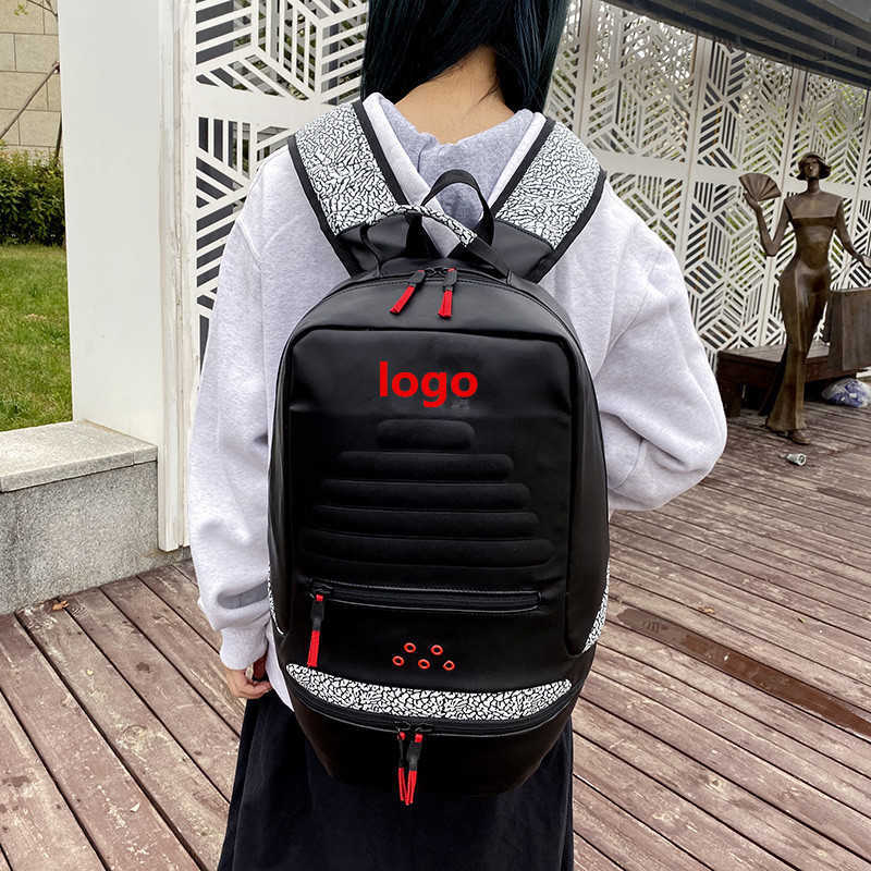 Black and white cement crack bag unisex backpack Backpack basketball bag J240705