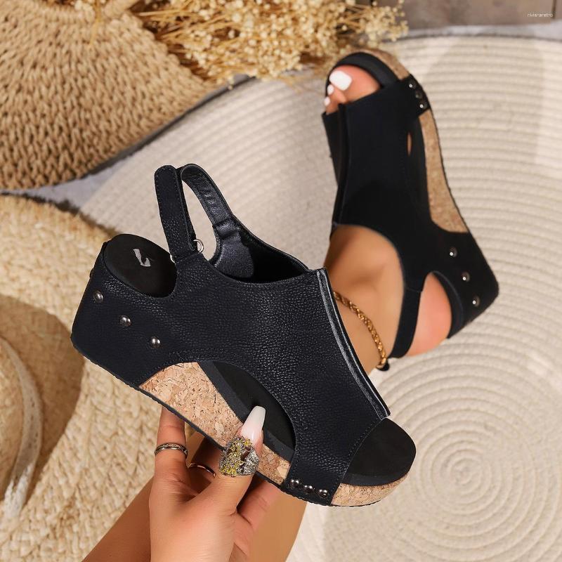 Sandals Shoes Women's Cross-border Wedge For Women Wish Amazon Large Size Thick-soled High-heeled Fish-toe