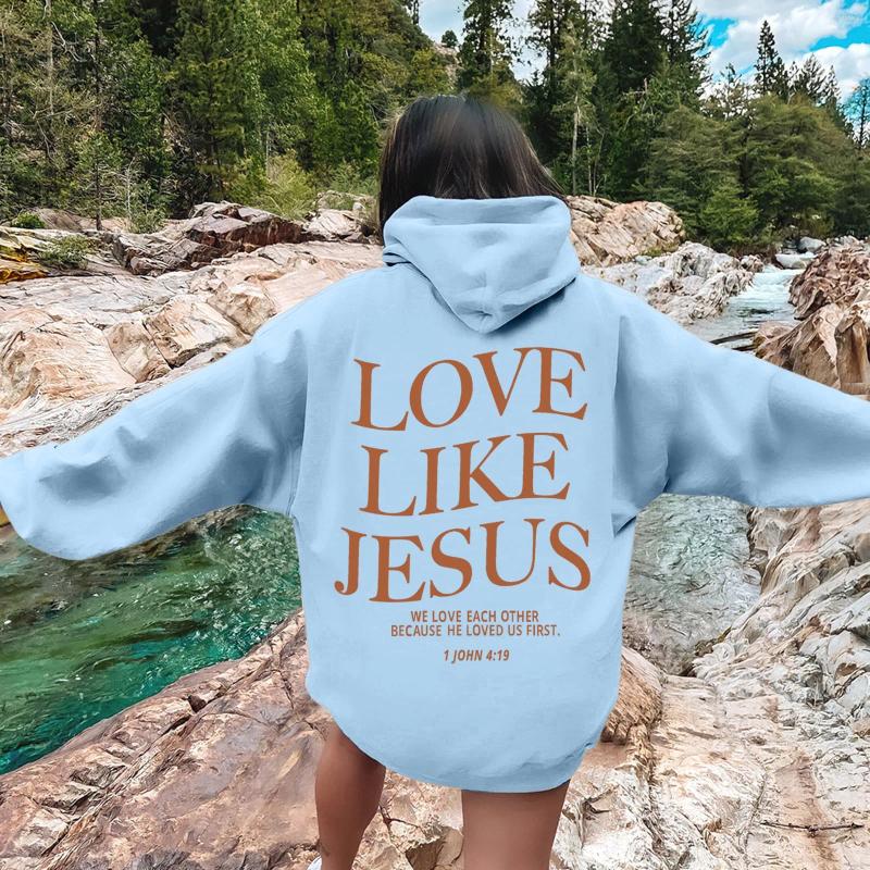 Womens Hoodies Jesus Loves You Oversized Graphic Hoodie Women Hip Hop Vintage Hooded Sweatshirts Pullover Tops For Trendy Aesthetic Top