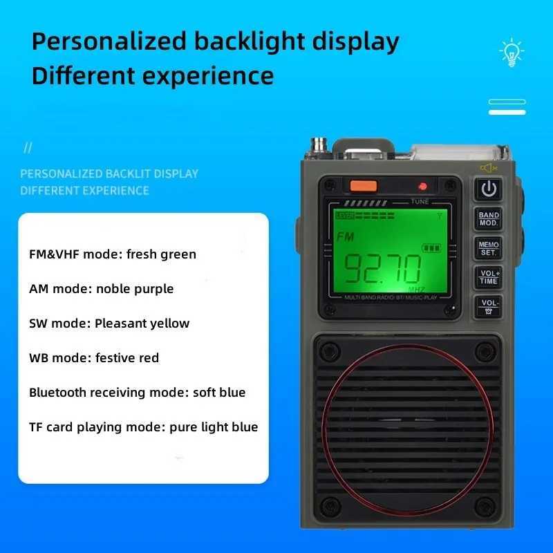 Radio Portable Smart Full Band Radio FM/VHF/AM/SW/WB Radio Bass Bluetooth5.0 Speaker APP Control MP3 Player with SOS Alarm Clock Sleep
